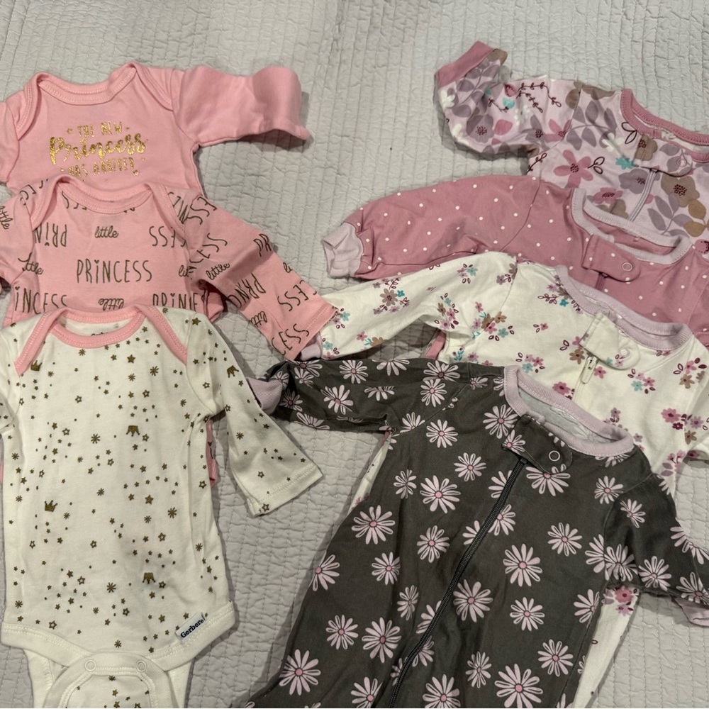 Gerber Baby Girl Onesie and Footie Bundle